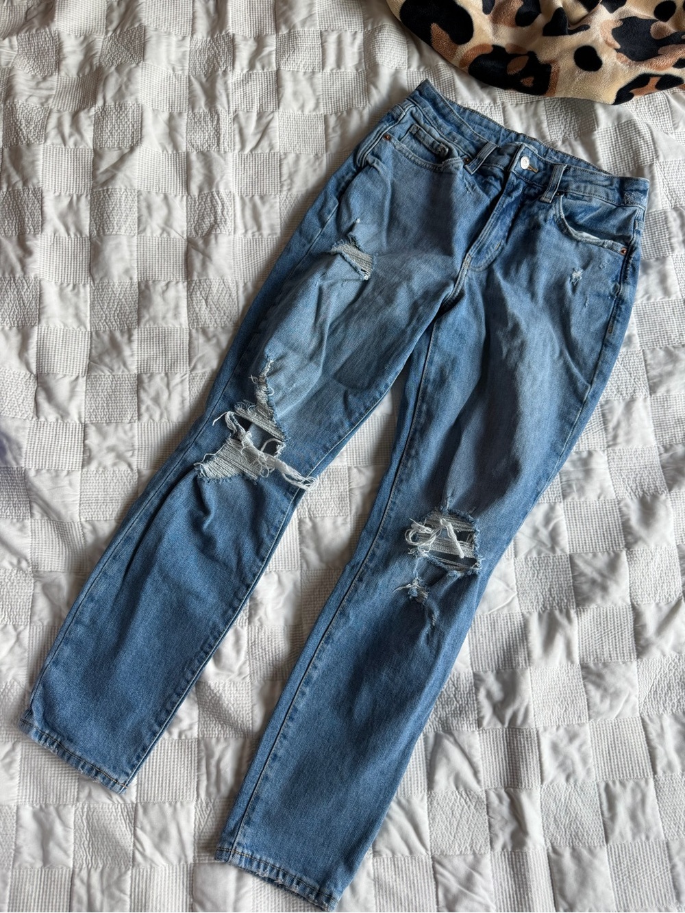 Old Navy OG Straight Distressed Light Blue High-Rise Jeans